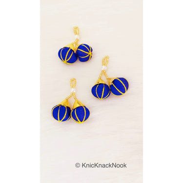 Royal Blue Tassels Art Silk Fabric Balls Bunch, Latkan, Embellishments